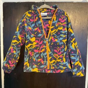 Columbia Multi-Pattern Fleece Zip-Up with Yellow, Pink and Blue Design